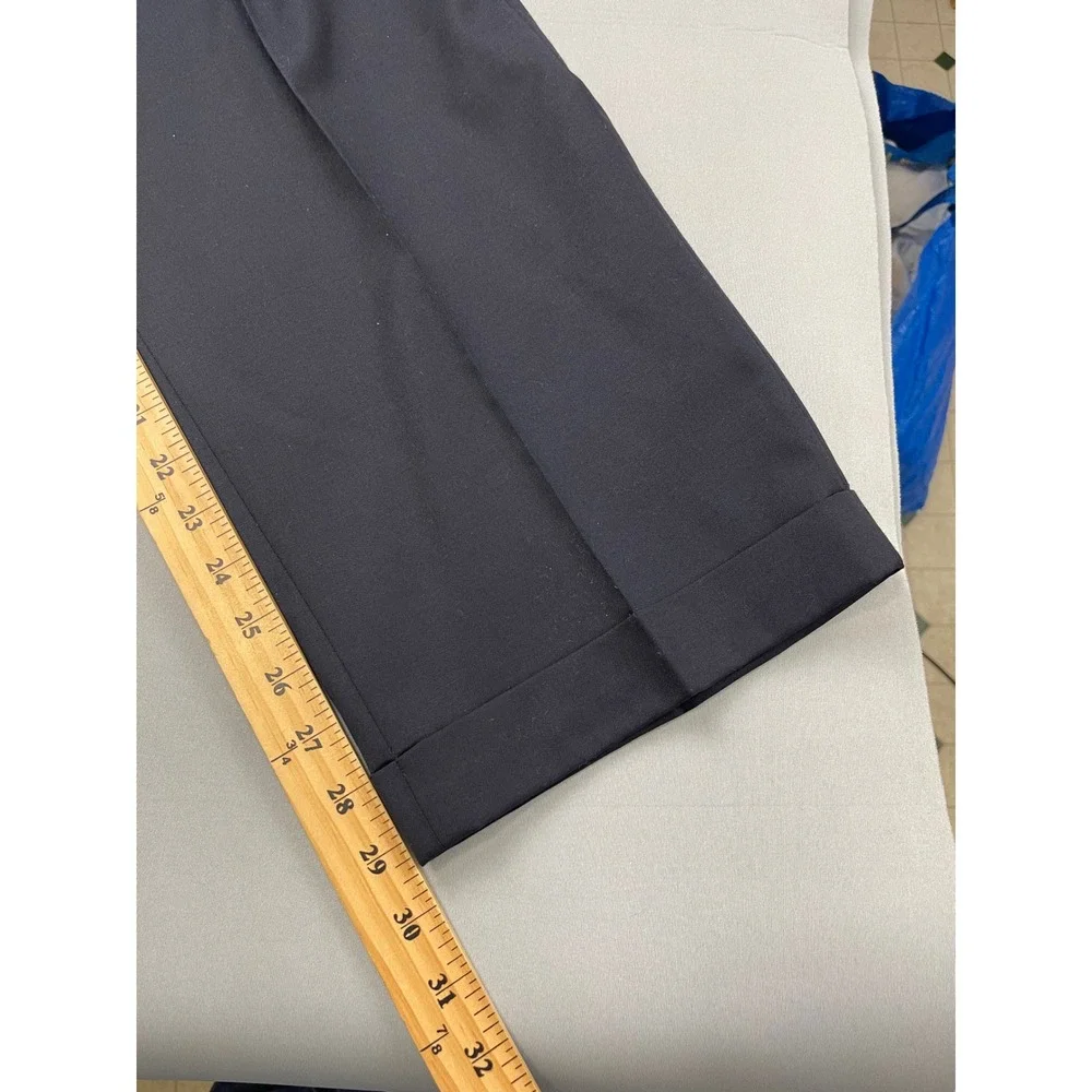 Lauren‎ Ralph Lauren Mens Wool Cashmere Pleated Cuffed Dress Pants Navy 36x30